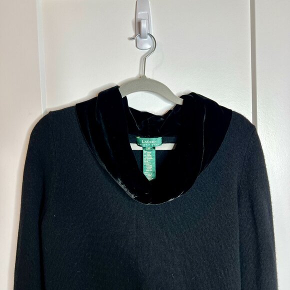 Lauren Ralph Lauren Angora Rabbit Hair Blend Silk Cowl Neck Black Sweater M - Picture 3 of 4